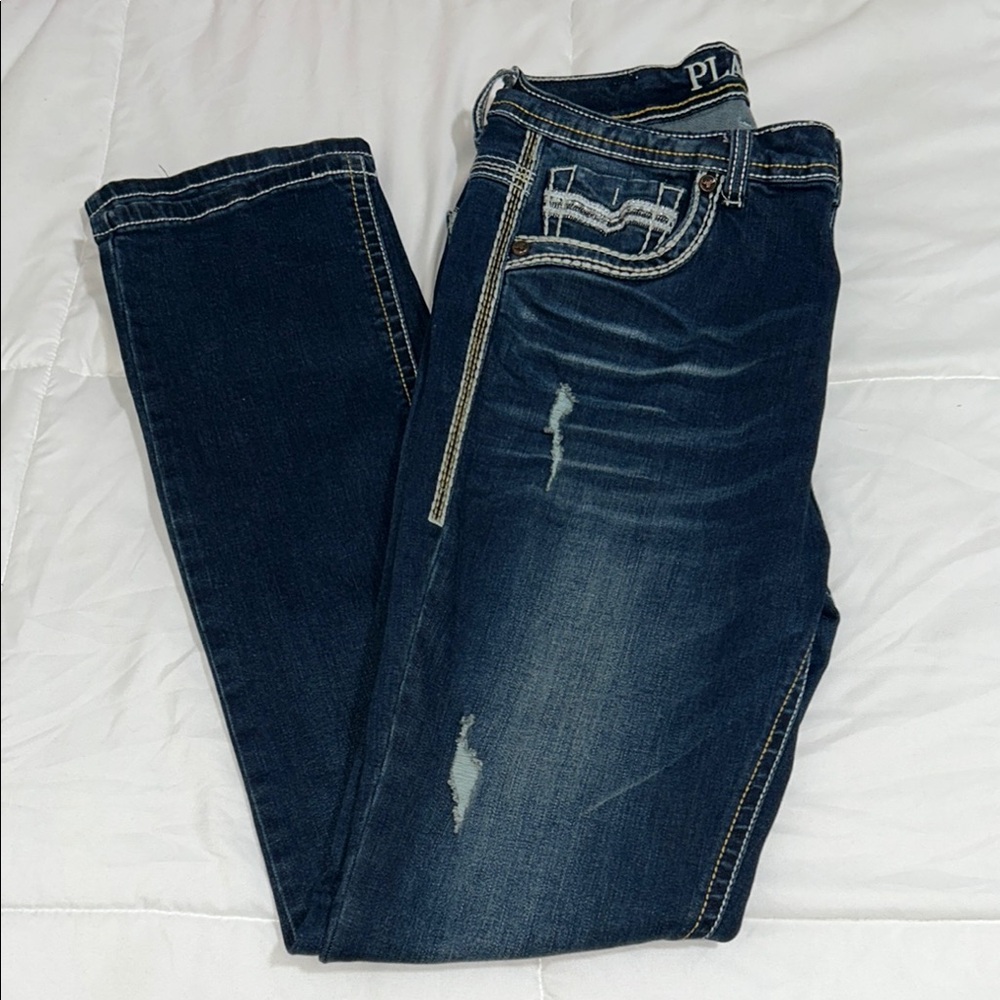 Dark Blue Distressed Jeans
